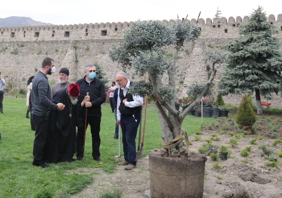 ილია მეორემ სვეტიცხოვლის საკათედრო ტაძრის ეზოში გამწვანების ღონისძიებაში მიიღო მონაწილეობა