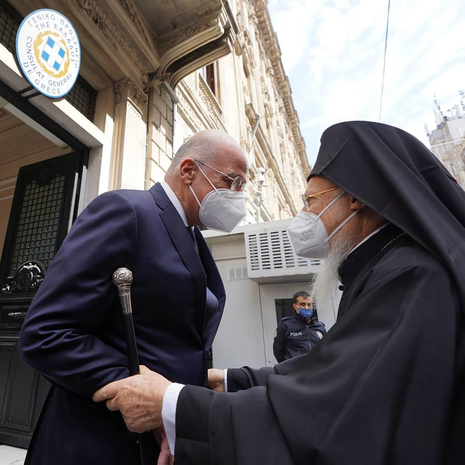 Ecumenical Patriarch Bartholomew receives Greek FM Dendias in Constantinople