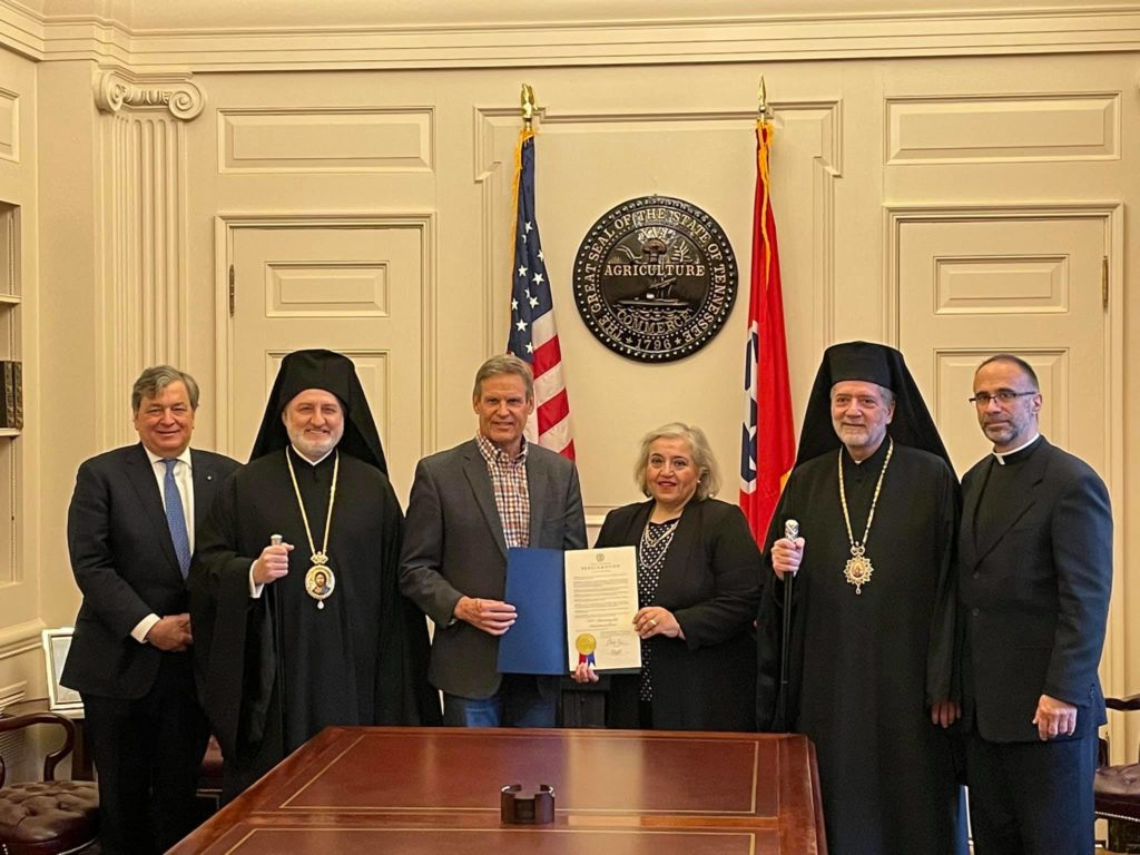 His Eminence Archbishop Elpidophoros of America met with the Governor of Tennessee, Gov. Bill Lee, at the State Captiol in Nashville