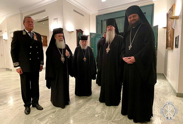 БЛАЖЕННЕЙШИЙ ПАТРИАРХ ИЕРУСАЛИМСКИЙ ФЕОФИЛ ПОСЕТИЛ ТОРЖЕСТВЕННОЕ МЕРОПРИЯТИЕ В ЧЕСТЬ ДНЯ ПОБЕДЫ