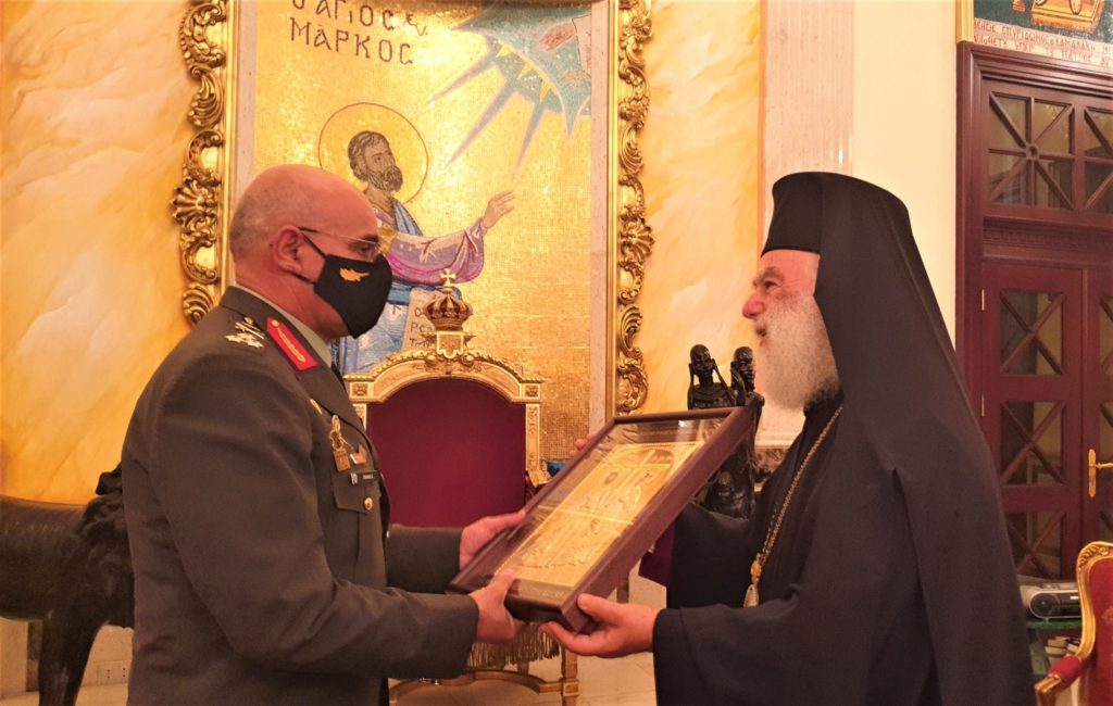 Patriarch of Alexandria receives visiting chief of Cypriot National Guard