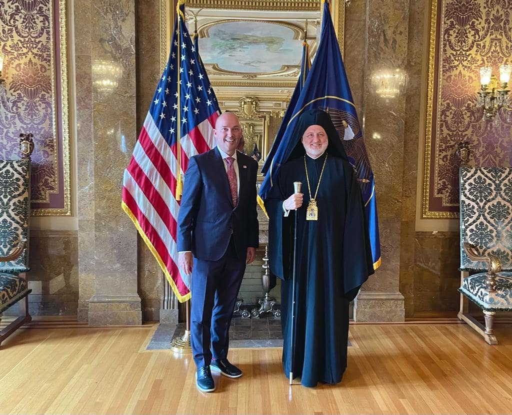 Archbishop of America Elpidophoros received by Governor of Utah Spencer Cox