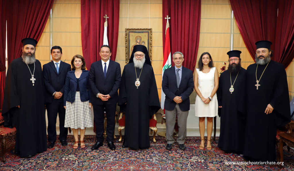 Patriarch of Antioch John X receives Greece’s Dep. FM Vlassis in Balamand