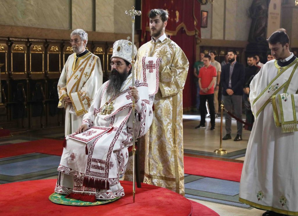 Bishop Jerotej celebrates in an old Cathedral church