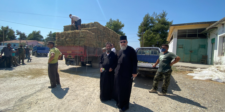 Ζωοτροφές από τον Άγιο Αντώνιο Άνω Πατησίων στην πυρόπληκτη Εύβοια