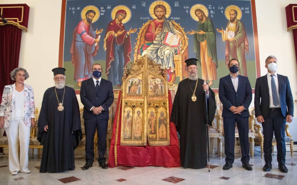 Two 18th century church doors, considered cultural treasures, returned to Cyprus from Japan; artifacts looted from Turkish-occupied areas