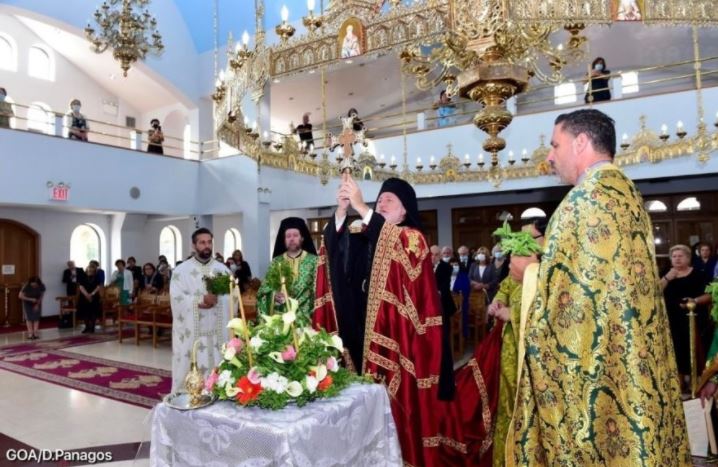 Archbishop of America Elpidophoros officiates at Exaltation of the Holy Cross at celebrating cathedral in Whitestone, NY