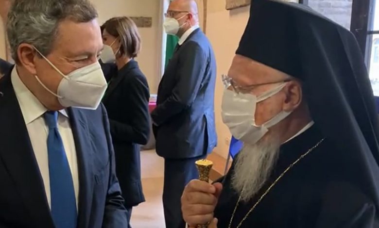 Ecumenical Patriarch meets in Italian PM Draghi in Bologna