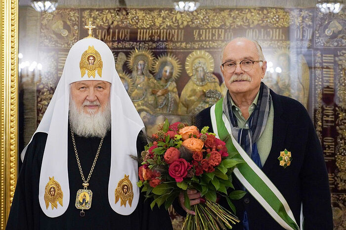 Святейший Патриарх Кирилл вручил Н.С. Михалкову орден преподобного Серафима Саровского