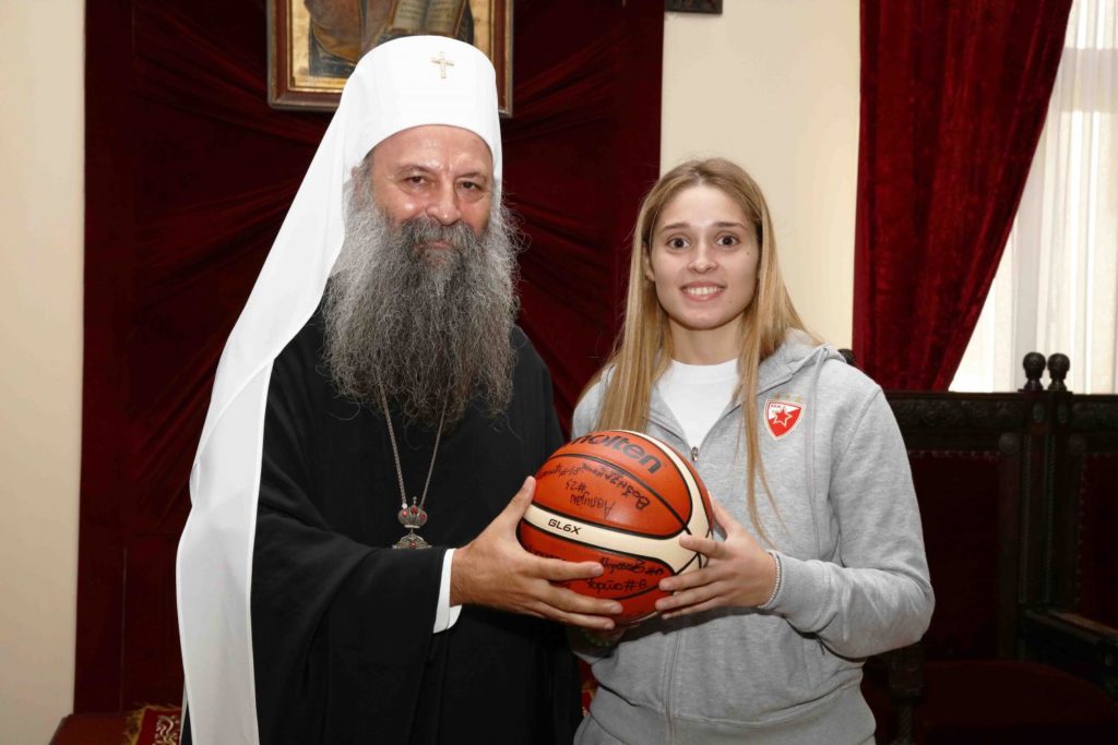 Patriarch of Serbia Porfirije hosts reception for delegation of Red Star basketball club
