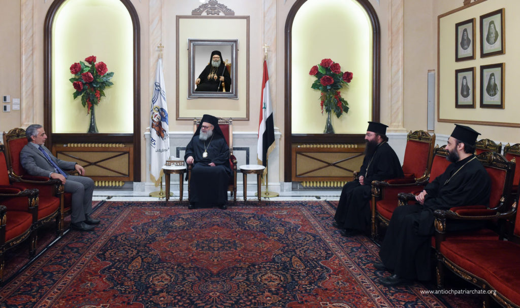 Patriarch John X receives the Chargé d’Affairs of the Greek Embassy in Syria