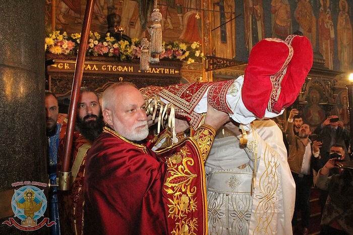 RELICS OF KING ST. STEFAN MILUTIN DRESSED AND PROCESSED THROUGH STREETS OF SOFIA FOR 700TH ANNIVERSARY