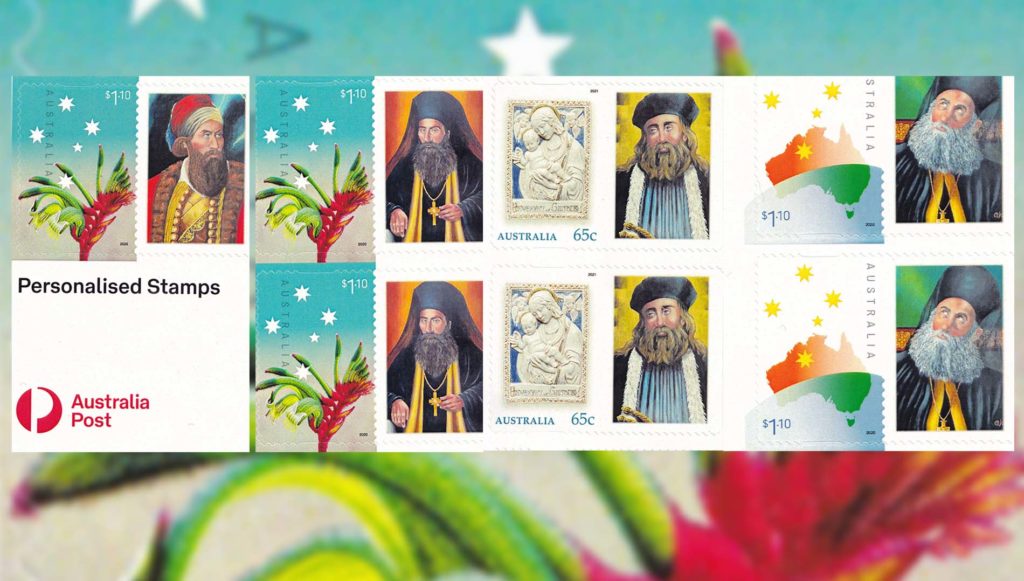Anniversary stamps for the 1821 Revolution from Australia Post and the Holy Archdiocese of Australia