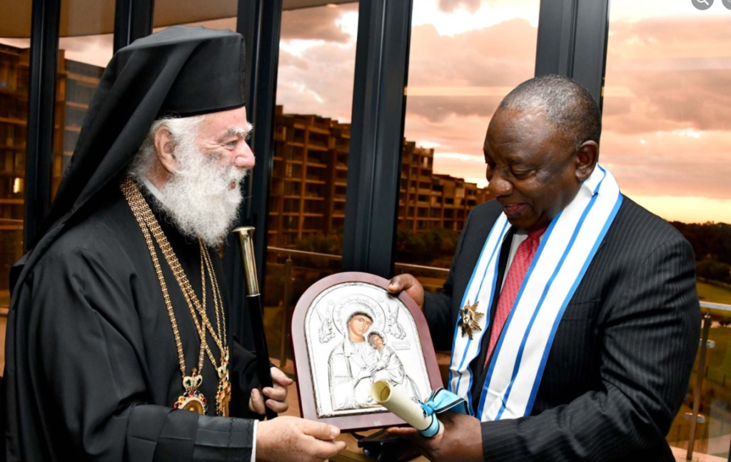 البابا ثيودروس يلتقي مع رئيس جنوب إفريقيا في جنوب أفريقيا