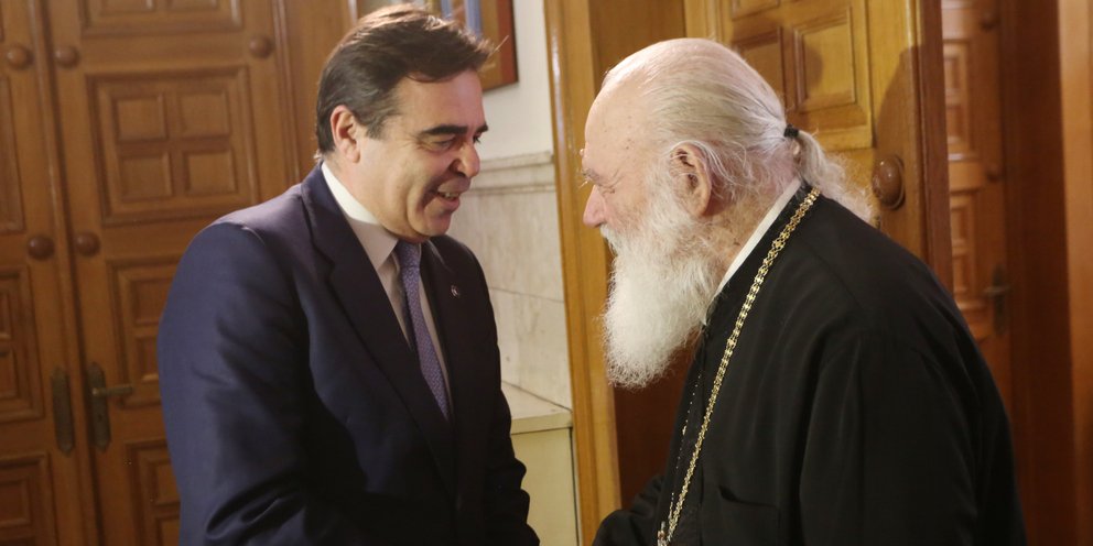 Archbishop of Athens Ieronymos receives EU Commission VP Schinas