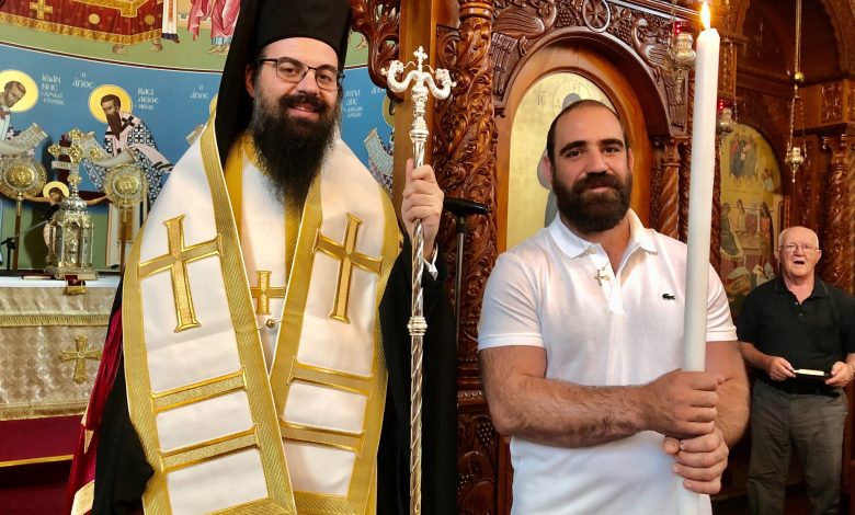 His Grace Bishop Evmenios of Kerasounta had the honour of conducting his first baptism since his consecration to the Holy Episcopate