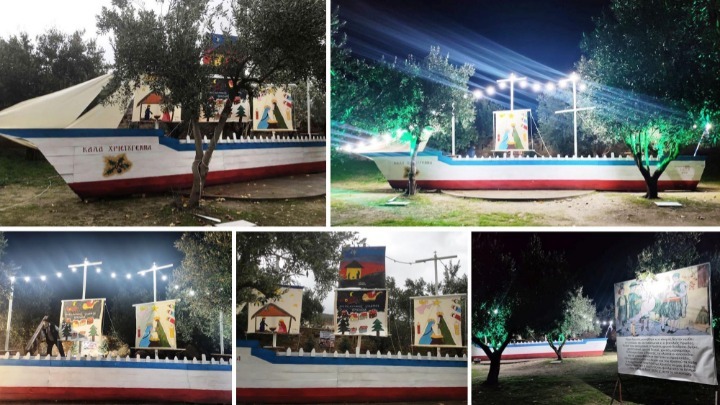 Ένα ξύλινο καράβι στον περίβολο του Ιερού Ναού Αγίας Παρασκευής Σιδηροκάστρου