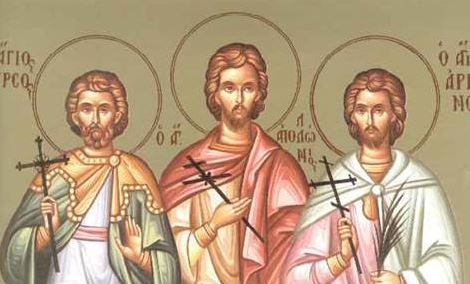 Feast day of martyrs Thyrsus, Leucius & Callinicus