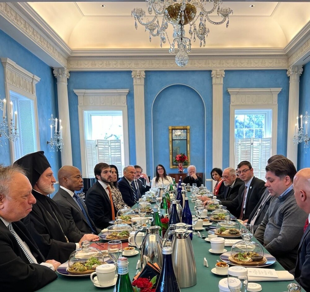 Archbishop of America Elpidophoros, Greek-American community leaders of NYC meet with Mayor Eric Adams