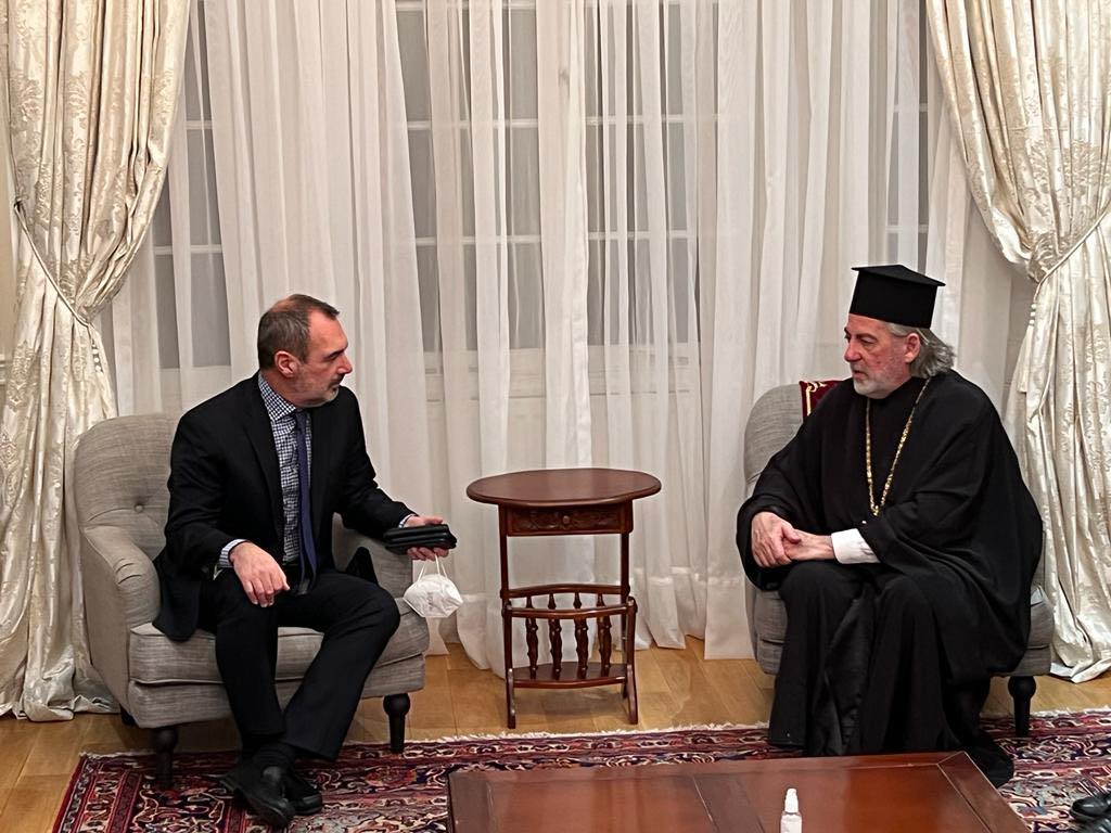 Archbishop of Thyateira & Great Britain Nikitas receives visiting Greek Dep. FM Katsaniotis