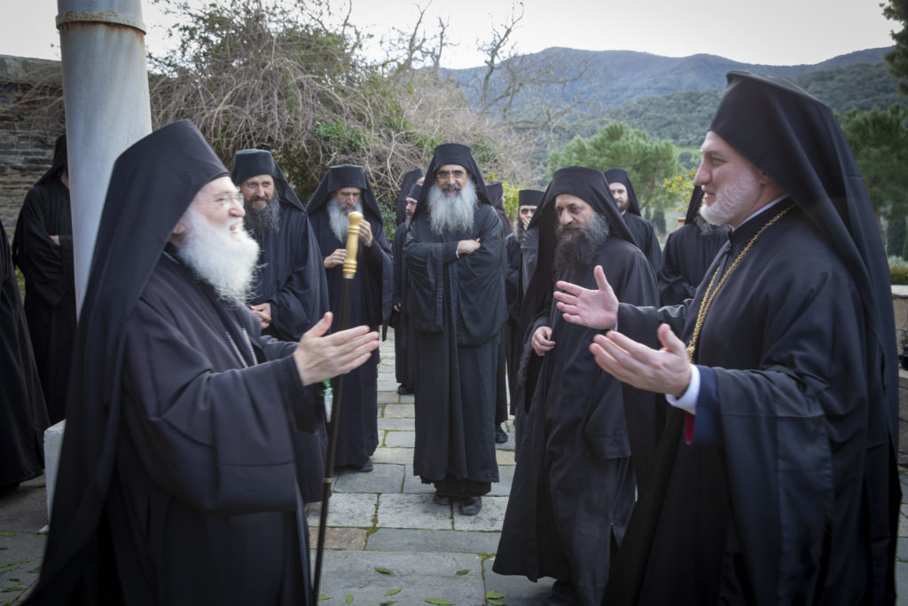 Archbishop of America Elpidophoros visits Holy & Great Monastery of Vatopedi