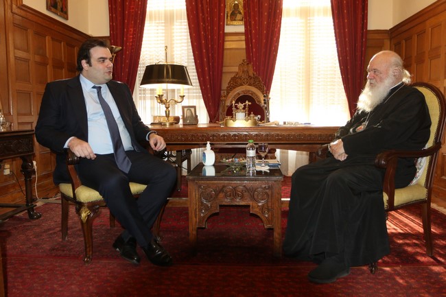 Archbishop Ieronymos receives Greek Digital Governance Minister Pierrakakis