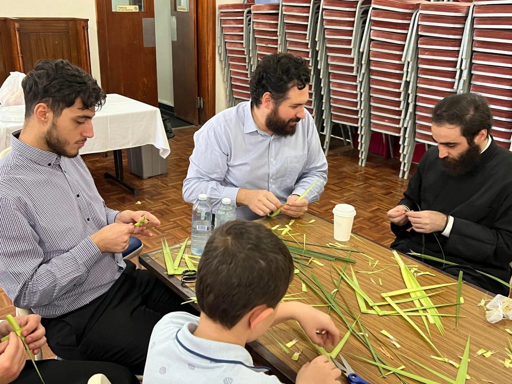 Making of Palm Crosses for Palm Sunday celebrations at the Holy Cathedral of Sydney