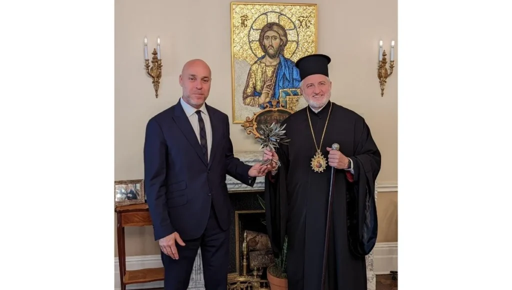 Archbishop Elpidophoros Meets With Greek Deputy Minister of Environment and Energy Georgios Amyras
