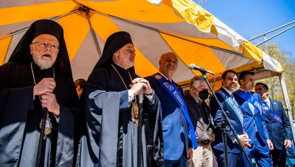Archbishop Elpidophoros Visits Boston, Marches in Boston Greek Independence Parade