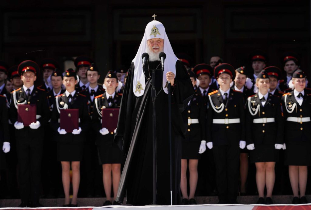 Святейший Патриарх Кирилл посетил парад московского кадетского движения «Не прервется связь поколений»