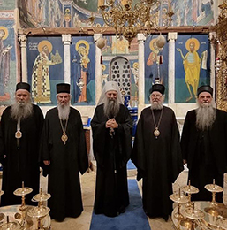 Patriarch of Serbia Porfirije officiates at a Hierarchical Divine Liturgy at historic Peć Patriarchate