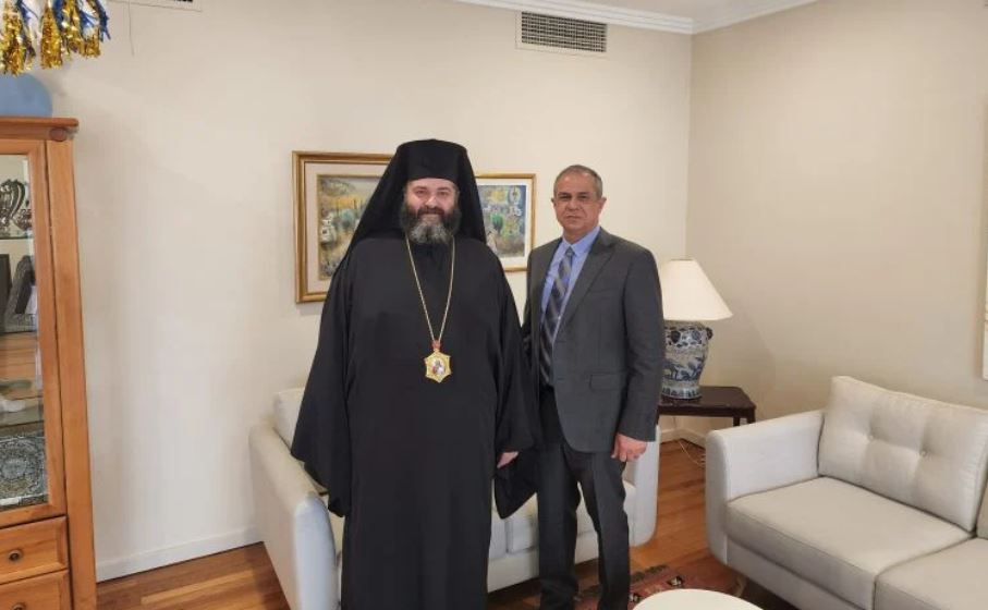 His Grace Bishop Bartholomew of Charioupolis visits Israel’s Ambassador to Australia