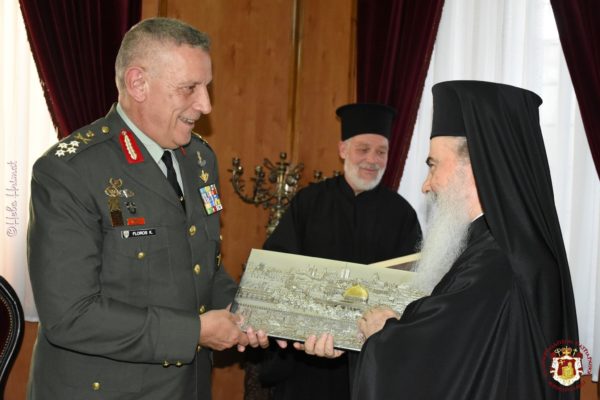 Patriarch of Jerusalem Theophilos III receives visiting Hellenic Defense General Staff chief, Gen. Floros