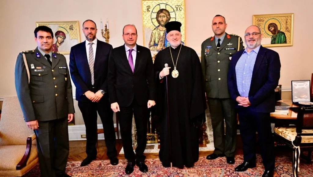 Archbishop Elpidophoros Meets with Minister of Defense of Cyprus Charalambos Petrides