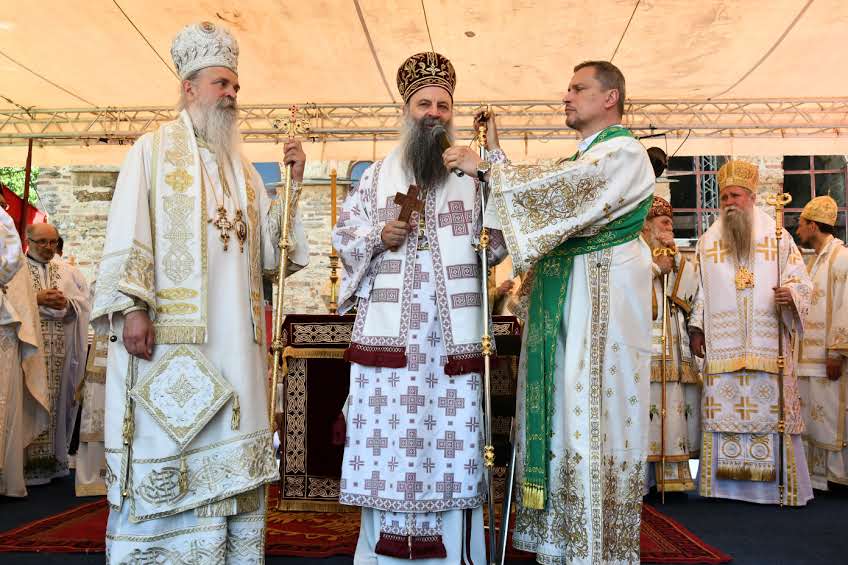 Patriarch of Serbia Porfirije officiates at Divine Liturgy at Gračanica Monastery