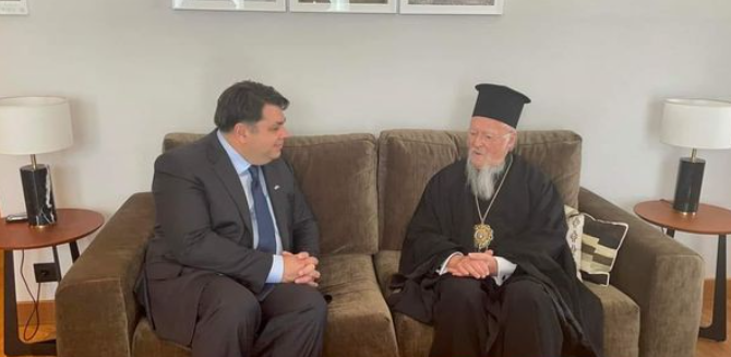‎قداسة البطريرك المسكوني يستقبل سفير الأمريكي الجديد في اليونان