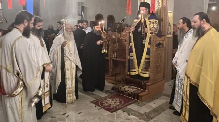 Ο Πανηγυρικός Εσπερινός του Αγίου Νικοδήμου του Αγιορείτου στην ομώνυμη Ιερά Μονή στον Πυργετό