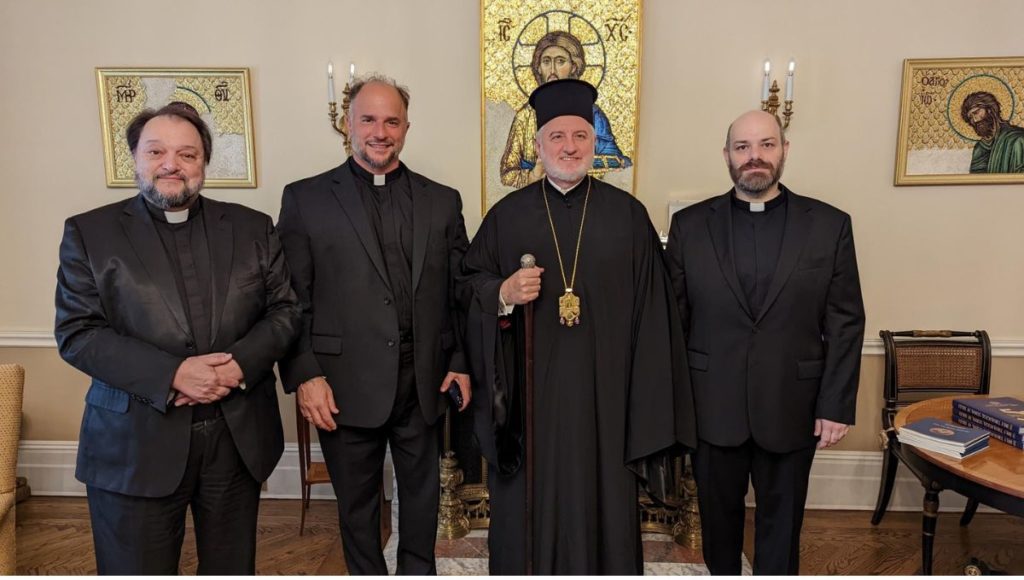 Archbishop Elpidophoros Receives V. Rev. Archimandrite Gregoriades and Rev. Economos Samaras