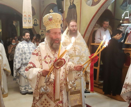 Metropolitan of Rethymno Prodromos officiates at festal services at celebrating Monastery of St. Irene, the Righteous of Chrysovalantou