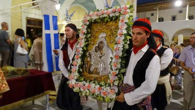 Archieratical Vesper officiated by Metropolitan of Hydra Ephraim on eve of Apodosis of the Dormition of the Theotokos