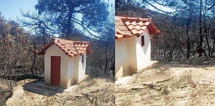 SMALL CHURCH UNTOUCHED BY DEVASTATING FIRES IN NORTHEASTERN GREECE (+VIDEO)
