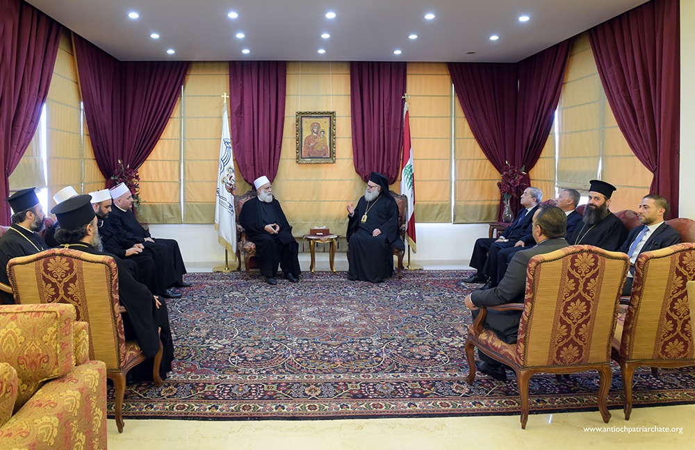 Patriarch John X receives Dr. Sami Abi Al-Muna, Sheikh Al-Akl of the Unitarian Druze Community.