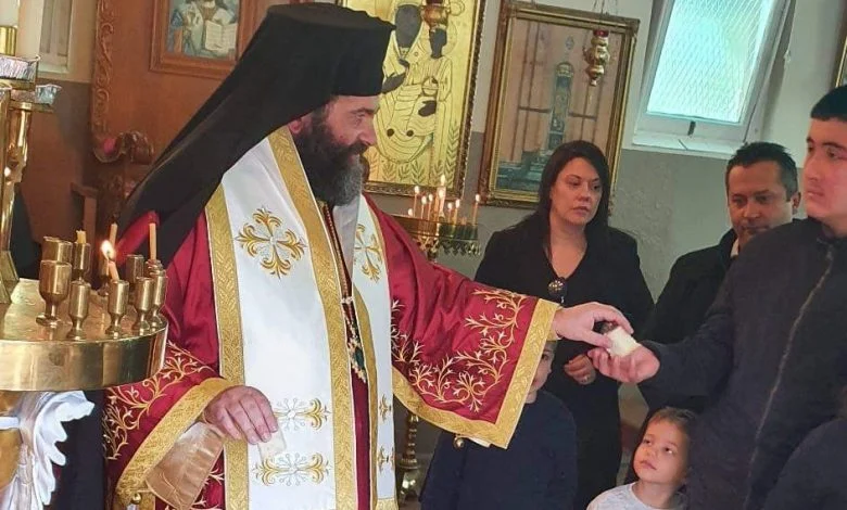 Bishop Bartholomew of Charioupolis at the church of the Dormition of the Theotokos Wagga Wagga
