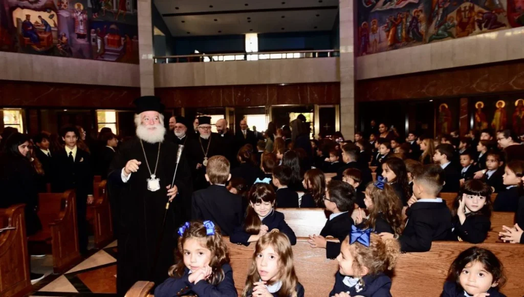 St. Nicholas Students Welcome Patriarch Theodoros II to Flushing Parish and School