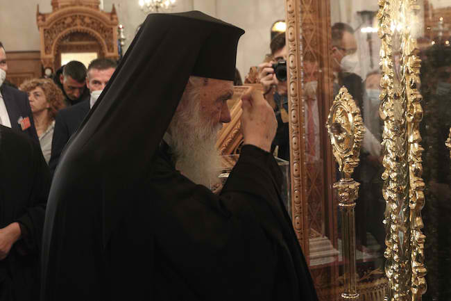 Archbishop of Athens Ieronymos officiates at con-celebratory vesper at St. Demetrios Cathedral of Brahami