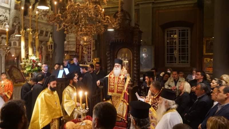 Ο Μητροπολίτης Εφραίμ στον Εσπερινό για τον Άγιο Κωνσταντίνο τον Υδραίο