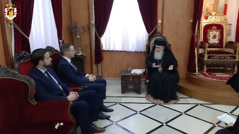 Patriarch of Jerusalem Theophilos receives State Secretary of Hungary Tristan Azbej