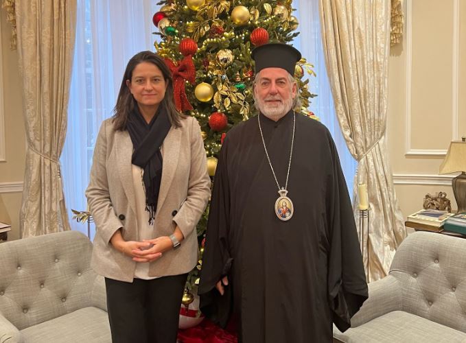 Archbishop of Thyateira & Great Britain Nikitas receives visiting Greek Education Minister Niki Kerameos