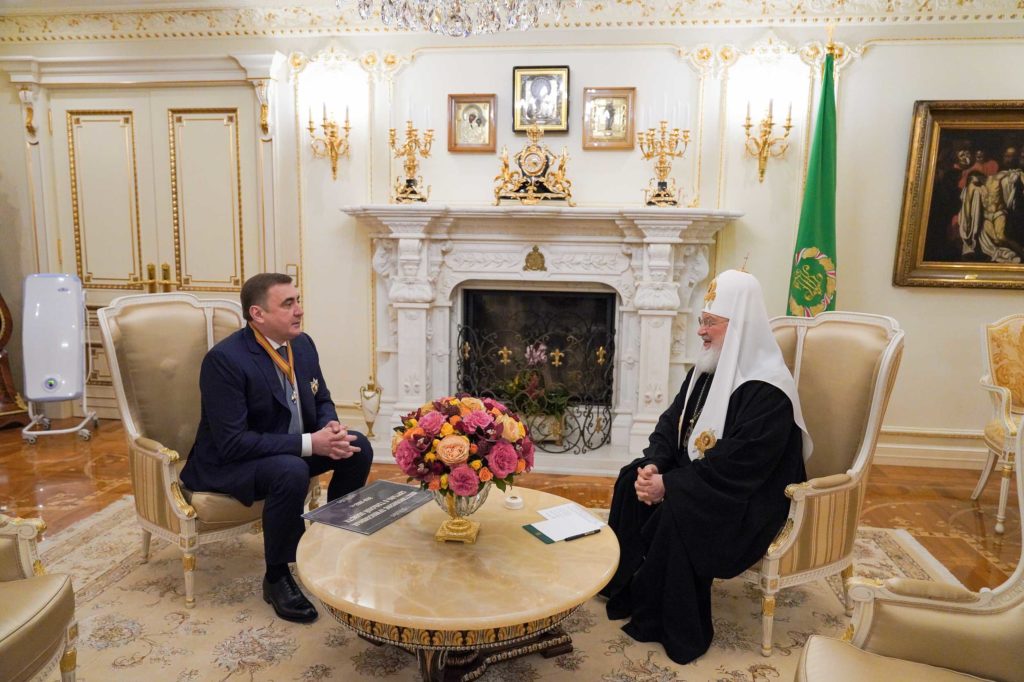 Встреча Святейшего Патриарха Кирилла с губернатором Тульской области А. Г. Дюминым