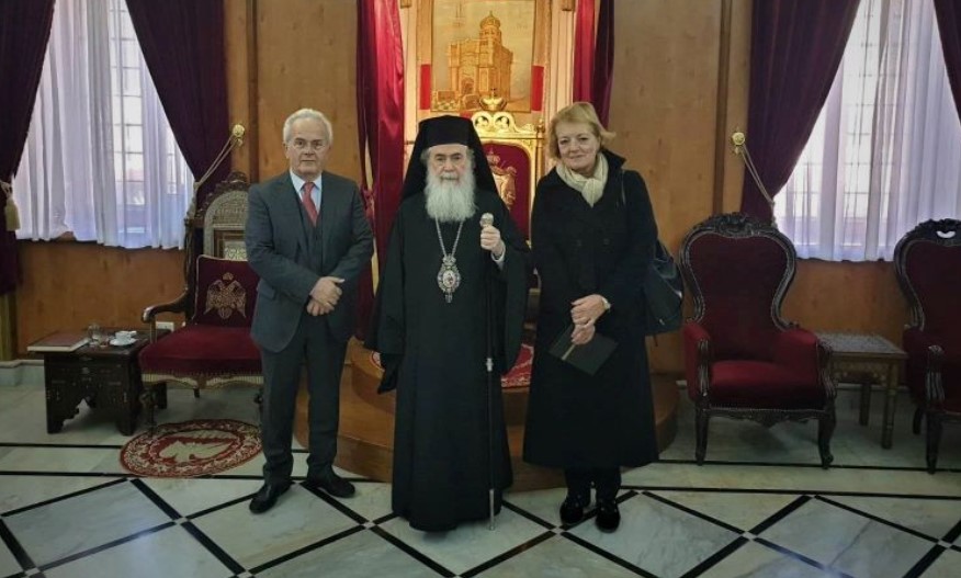 Ο Πατριάρχης Ιεροσολύμων υποδέχθηκε τον Πρόεδρο της Ομοσπονδίας Συλλόγου Ιεροψαλτών Ελλάδος